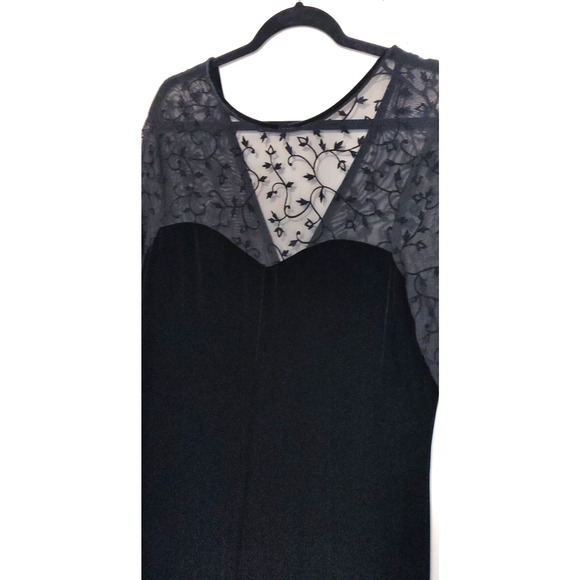 Robbie Bee Black Velvet Maxi Dress Sz 14 Burnout Formal Prom NWT Vintage 90s - Picture 4 of 16